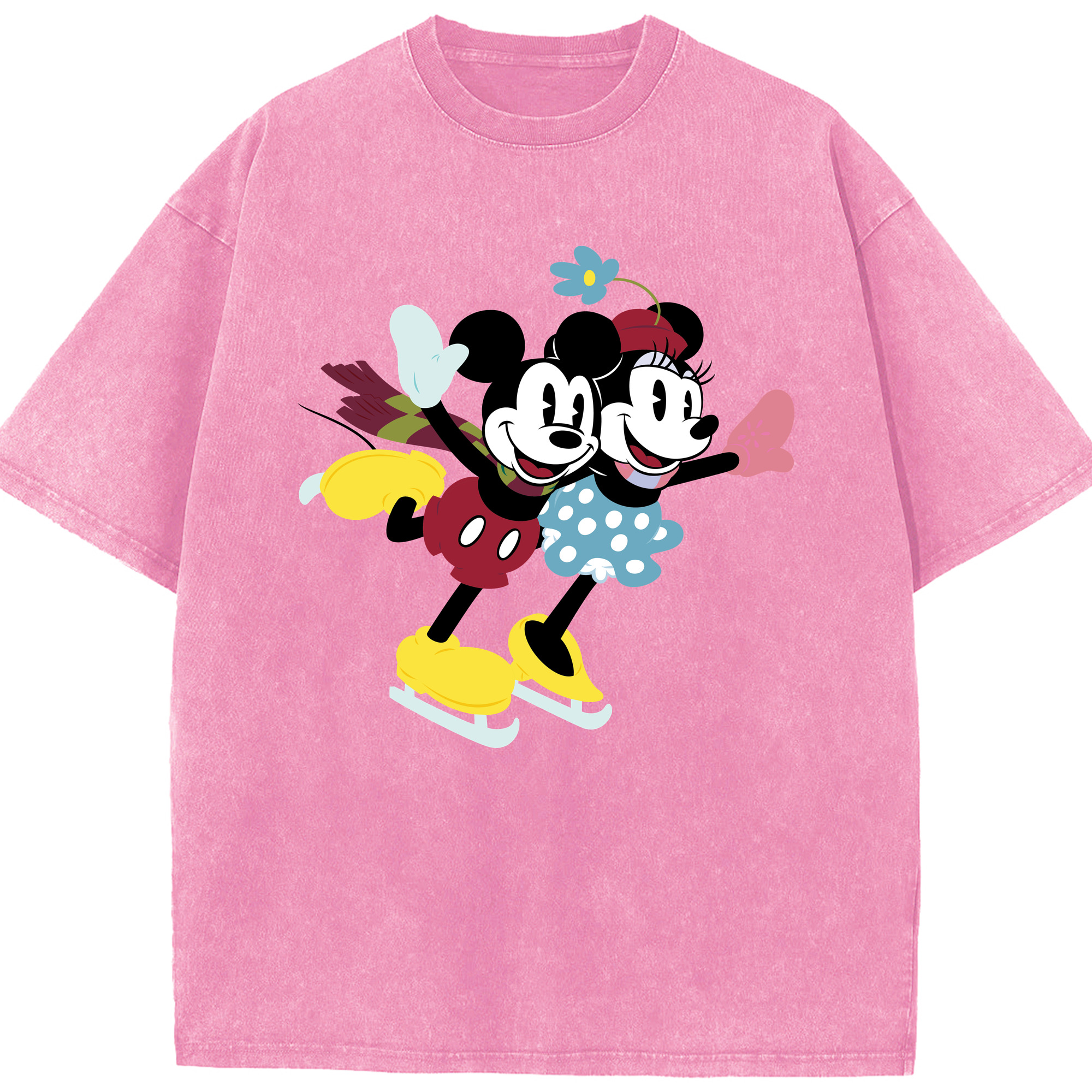 （画像用） ミッキーマウス Mickey Mouse 綿100% ヴィンテージ風 半袖Tシャツ（フロントプリント）